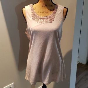 NWT Tan tank top with beautiful beading